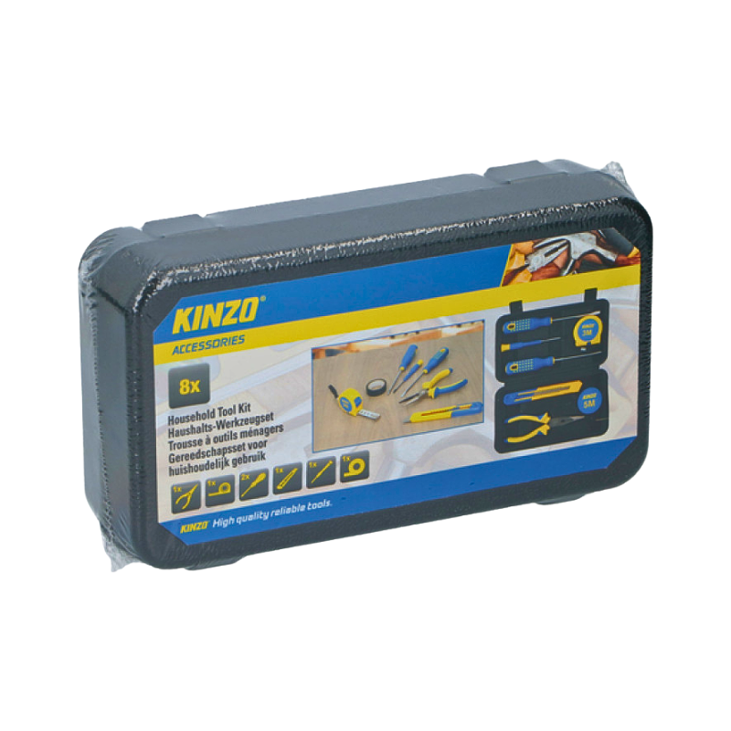 Kinzo Gereedschapsset 8-delig – Compact & Onmisbaar voor Onderweg