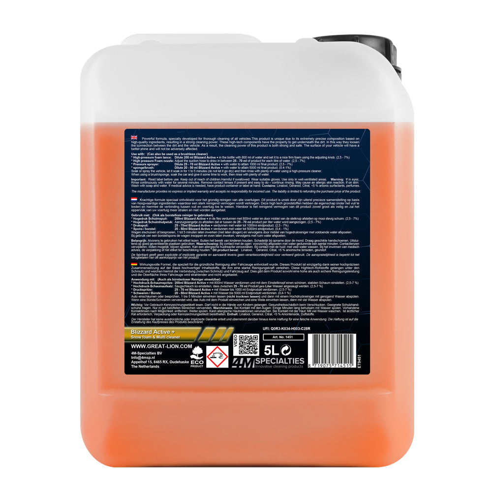 Great-Lion Blizzard Active+ Snow Foam 5 liter – achterkant specificaties Truckshop.nl