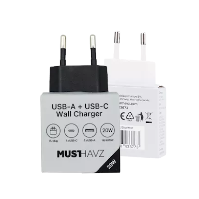 2 Port PD Charger USB-A + USB-C 20W