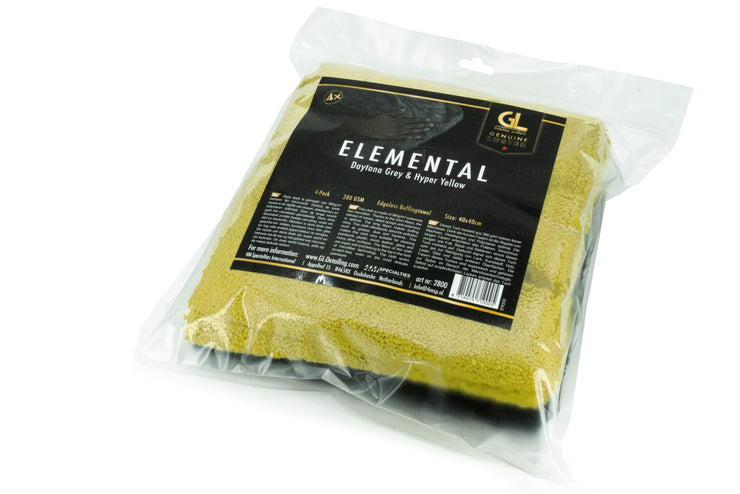 GL Elemental 380GSM Buffingtowel Grey & Yellow (4-Pack)