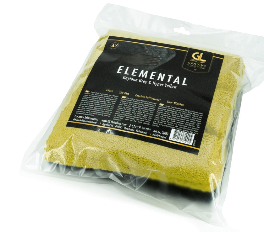 GL Elemental 380GSM Buffingtowel Gray &amp; Yellow (4-Pack)