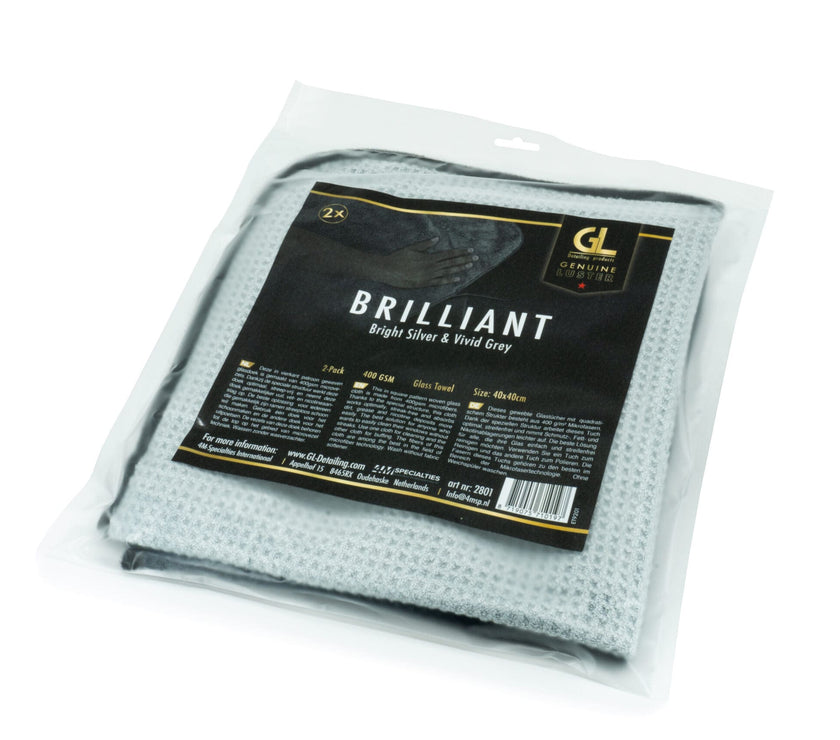 GL Brilliant 400GSM Glass Towel Silver & Grey (2-Pack)