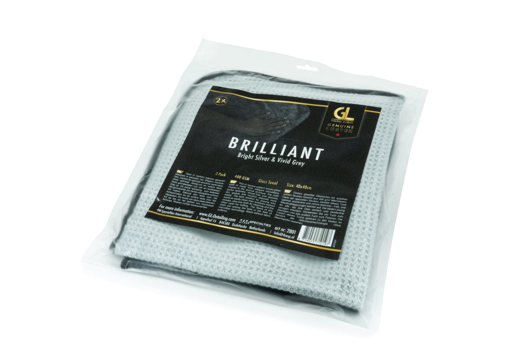 GL Brilliant 400GSM Glass Towel Silver & Grey (2-Pack)