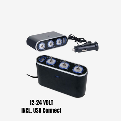 3-way USB with on/off button 12-24V