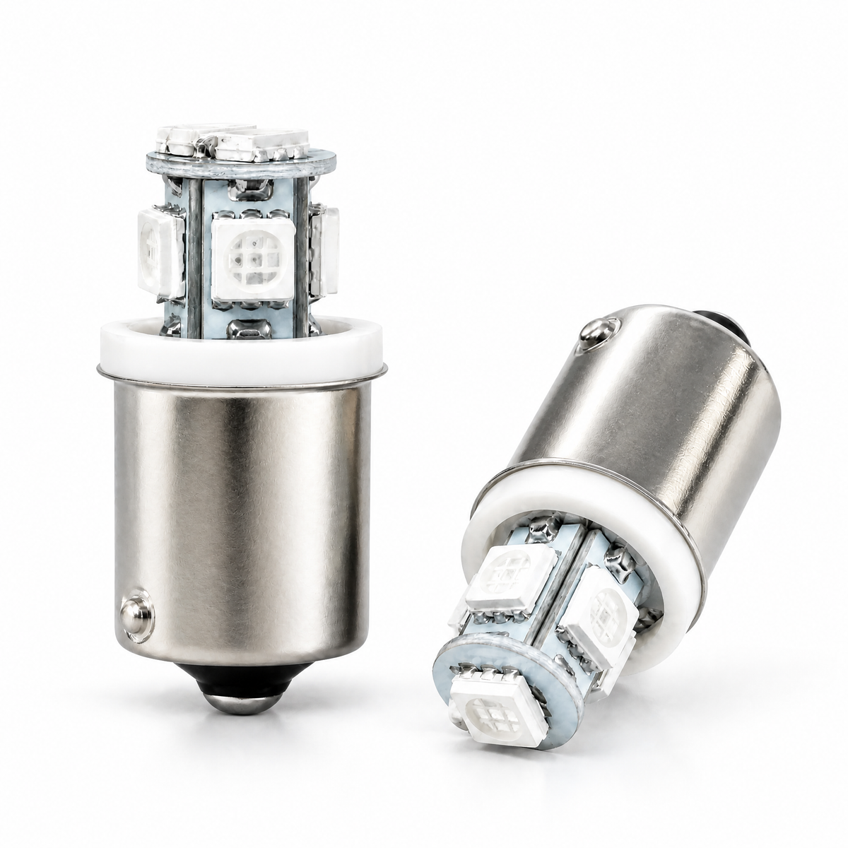 BA15s 5 LED Lamp 12/24V Wit - Set van 2