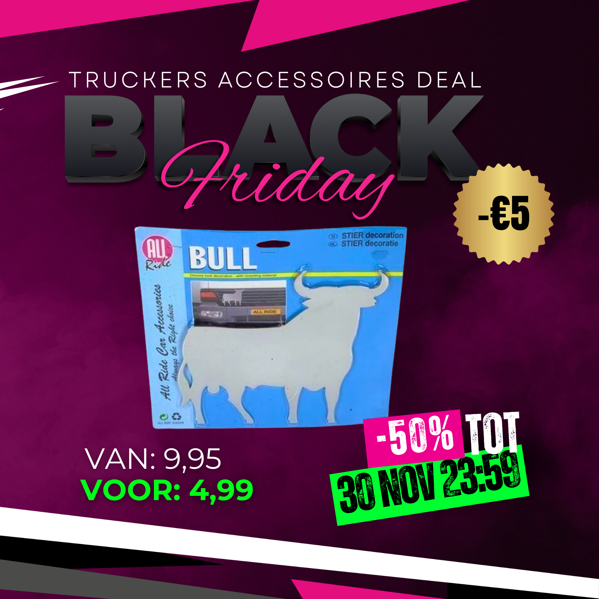 All Ride Chroom Stier – Robuuste & Stoere Mascotte voor Truckers