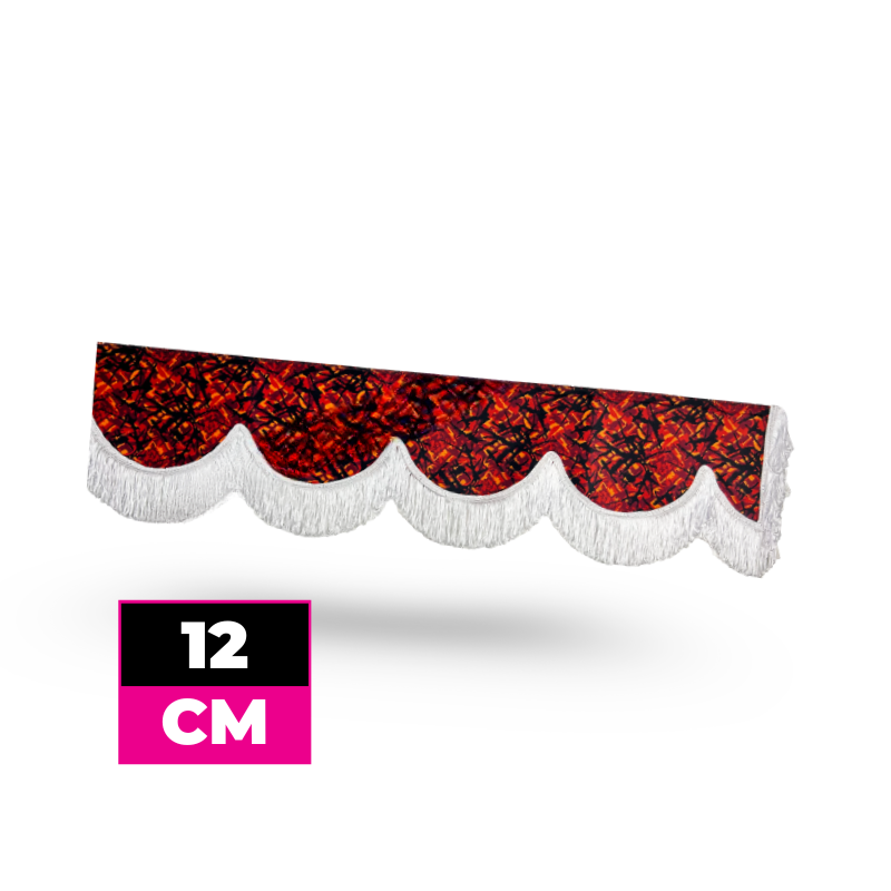 Raamband Deense Pluche Rood met Witte Franjes – 12 cm