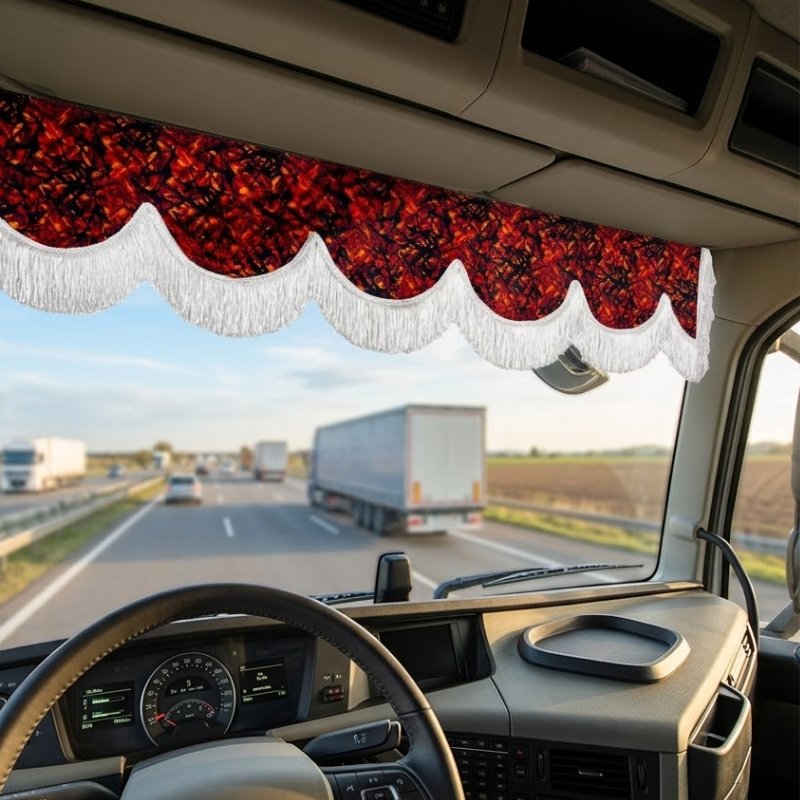 Raamband Deense Pluche Rood met Witte Franjes – 18 cm