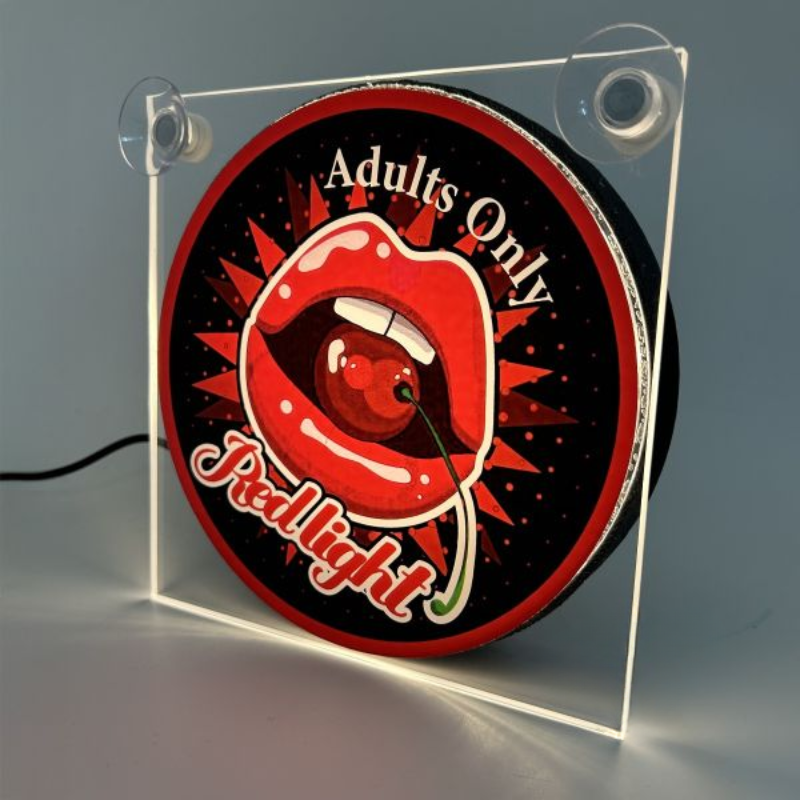 Lichtbakje de Luxe Red Light District – Red Lips | 5V USB & USB-C Cabineverlichting 17x17 cm