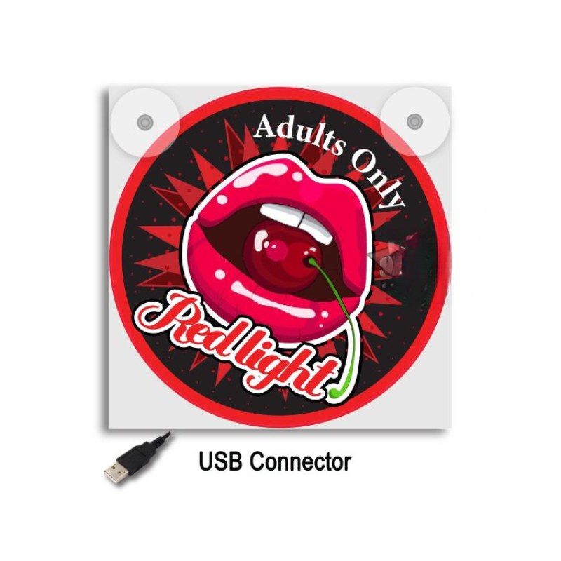 Lichtbakje de Luxe Red Light District – Red Lips | 5V USB & USB-C Cabineverlichting 17x17 cm