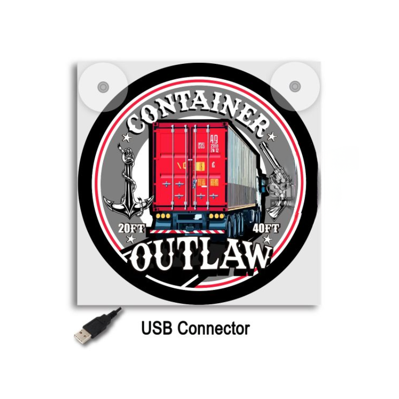Leuchtschild de Luxe Container Rot | 5V USB & USB-C Kabinenbeleuchtung 17x17 cm