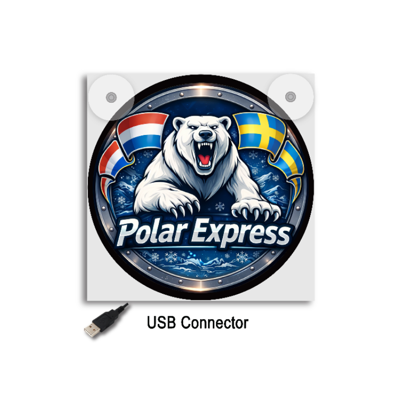 Leuchtkasten de Luxe Polar Express Bear – 5V USB & USB-C Kabinenbeleuchtung 17x17 cm