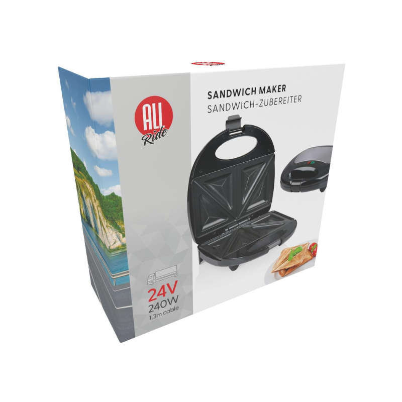 ALL RIDE Sandwichmaker 24V Dubbel – Tosti Apparaat voor Vrachtwagen & Onderweg