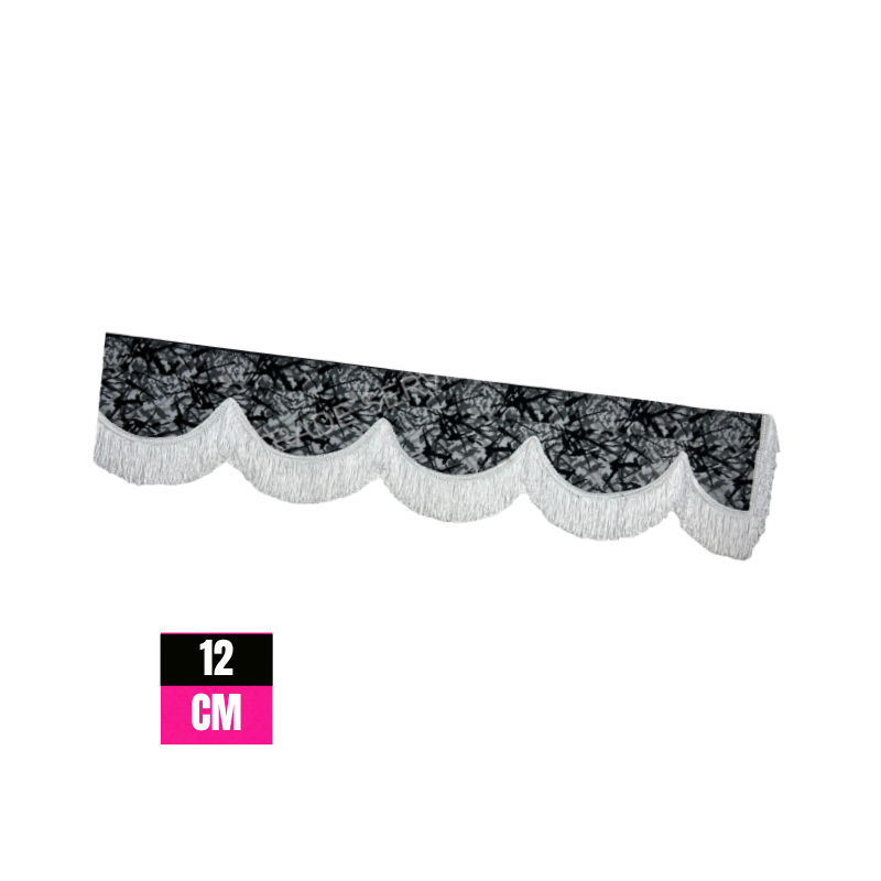 Raamband Deense Pluche Grijs met Witte Franjes – 12 cm