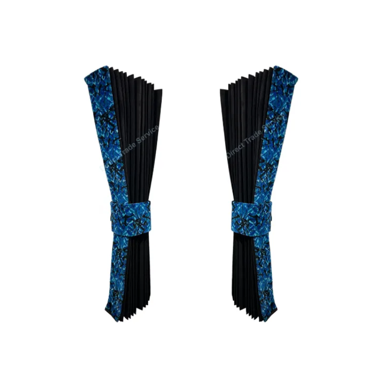 Vrachtwagen Zijgordijnenset Deens Pluche Blauw – Zwarte Binnenkant