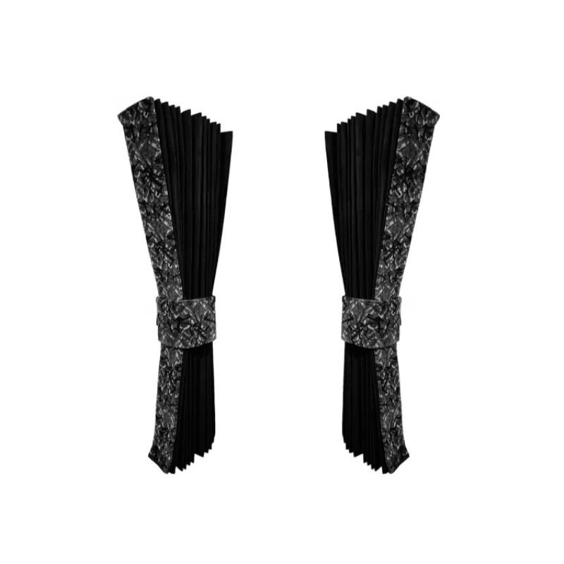 Vrachtwagen Zijgordijnenset Deens Pluche Grijs – Zwarte Binnenkant