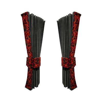 Vrachtwagen Zijgordijnenset Deens Pluche Rood – Grijze Binnenkant