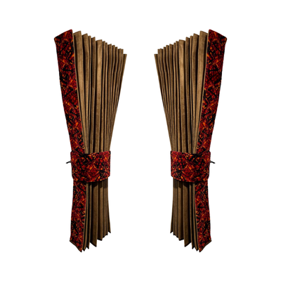 Vrachtwagen Zijgordijnenset Deens Pluche Rood – Mocca Binnenkant