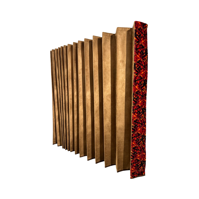 Vrachtwagen Zijgordijnenset Deens Pluche Rood – Mocca Binnenkant