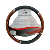 Stuurhoes Vrachtwagen 44–46 cm – Zwart, Wit, Zilver & Hout Look