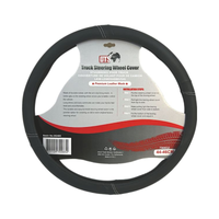 Stuurhoes Vrachtwagen 44–46 cm – Zwart, Wit, Zilver & Hout Look