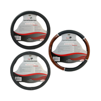 Stuurhoes Vrachtwagen 44–46 cm – Zwart, Wit, Zilver & Hout Look