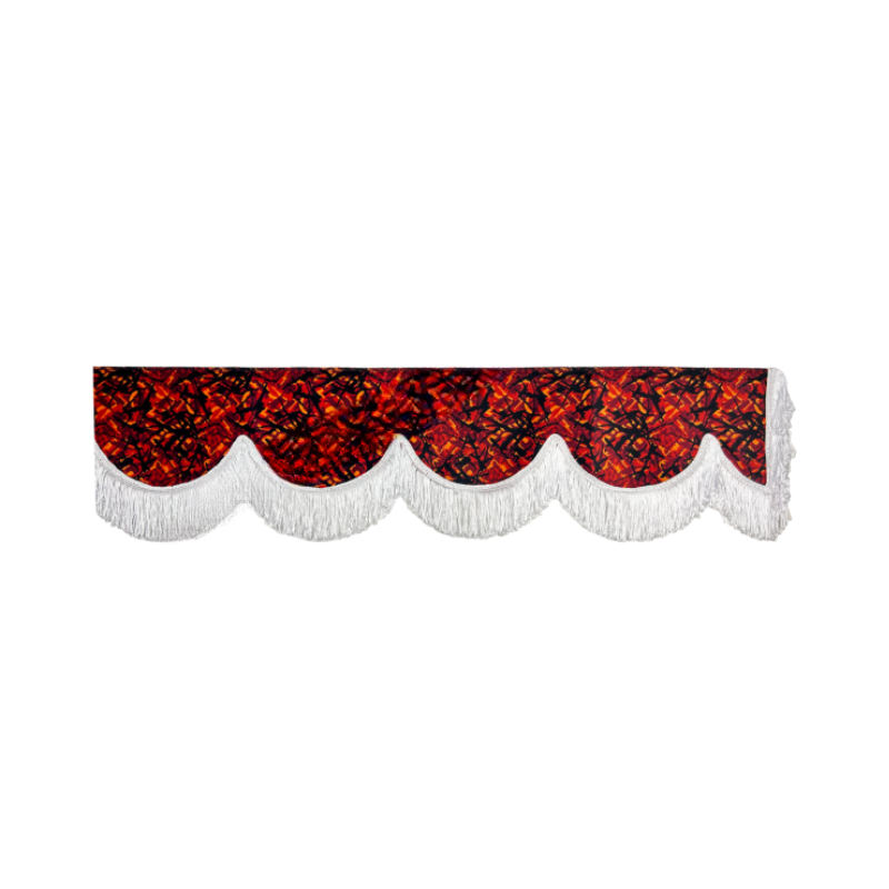 Raamband Deense Pluche Rood met Witte Franjes – 12 cm