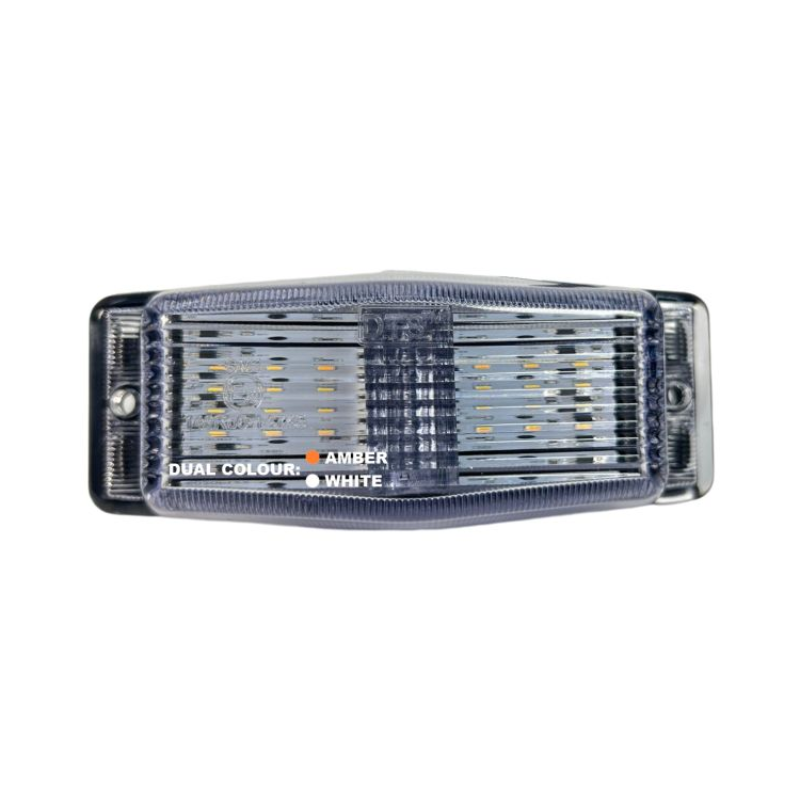 Dubbelbrander LED Helder Wit Glas Oranje/Wit 12–24V