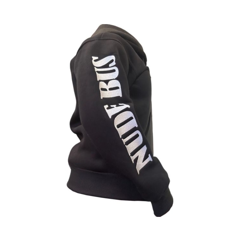 Hoodie-Vest met Geborduurd Logo Nude Bus Club – Zwart | S t/m 3XL
