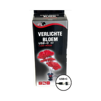 Verlichte Bloem Rood – USB & USB-C Cabineverlichting