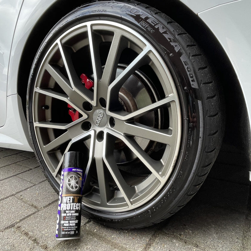 No Touch Wet 'N Protect Bandenzwart – Langdurige bescherming en diepe glans voor autobanden.