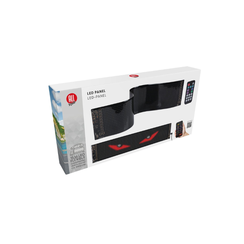 ALL RIDE Flexibel LED Displaypaneel USB – Programmeerbaar RGB LED Bord 590x120mm