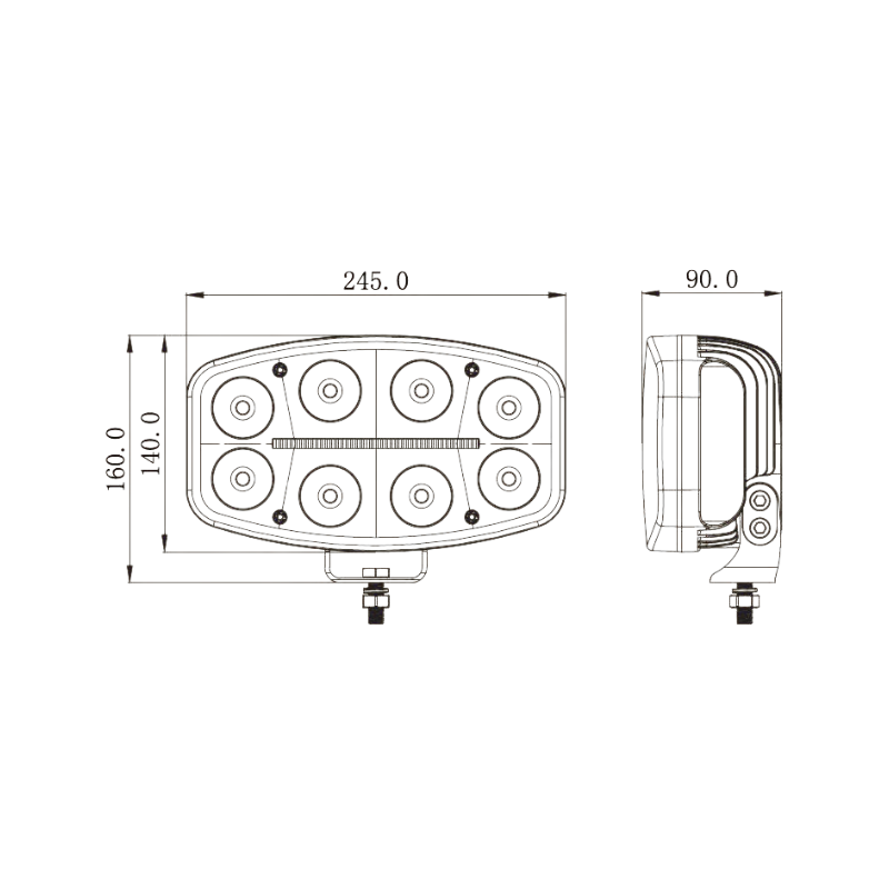 SKYLED Jumbo Octan Black LED Verstraler 80W – Wit/Oranje Positielicht