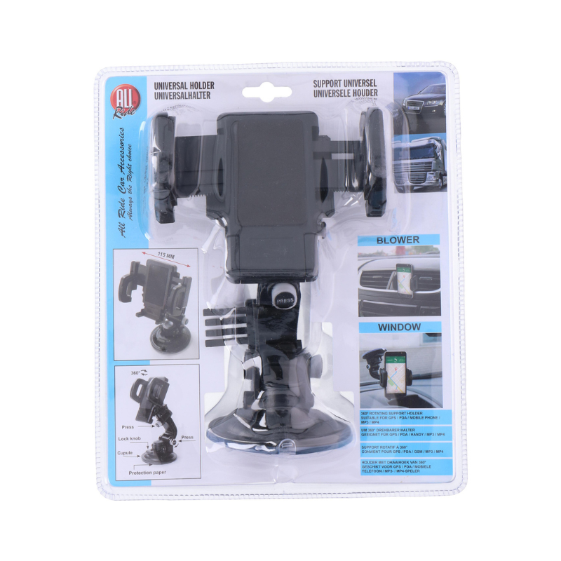 All Ride Universele Telefoon- en Navigatiehouder – 360° Draaibaar met Zuignap