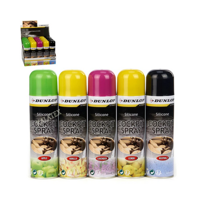 Dunlop Cockpitspray 225ml – Luchtverfrisser & Dashboardreiniger in 1 | Verkrijgbaar in 5 Geuren