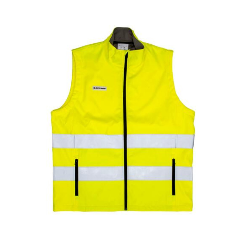 Dunlop Bodywarmer Geel – Werkvest met Reflectie en Ritszakken | Verkrijgbaar in Meerdere Maten