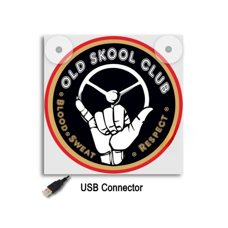 Leuchtkasten de Luxe Old Skool Club – 5V USB & USB-C Kabinenbeleuchtung 17x17 cm