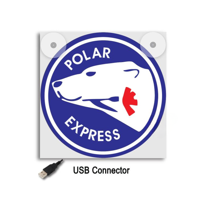 Leuchtkasten de Luxe Polar Express (links) – 5V USB & USB-C Kabinenbeleuchtung 17x17 cm