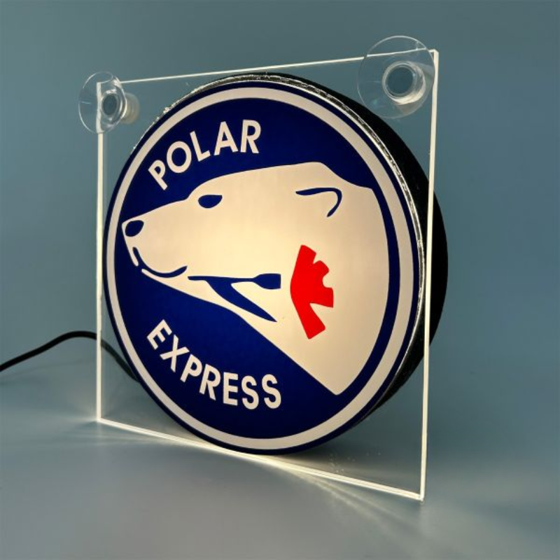 Leuchtkasten de Luxe Polar Express (links) – 5V USB & USB-C Kabinenbeleuchtung 17x17 cm