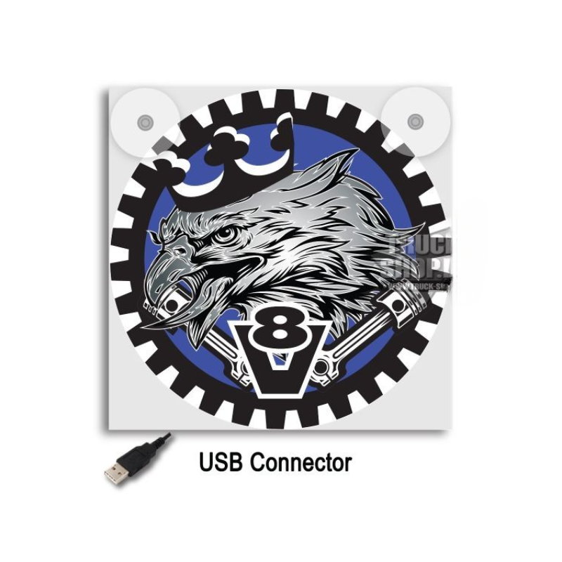 Leuchtkasten de Luxe Eagle King of the Road Blau – 5V USB & USB-C Kabinenbeleuchtung 17x17 cm