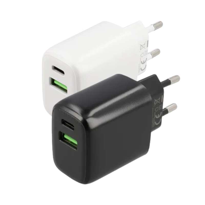 To Go 2 Port PD Ladegerät USB-A + USB-C 20W – Schwarz & Weiß