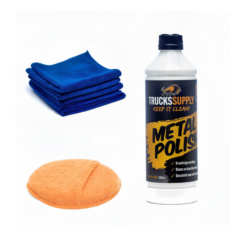 Metal Polish Start Pakket – alles-in-één set voor spiegelglans op aluminium, RVS en chroom (tanks, velgen, uitlaten, traanplaten)