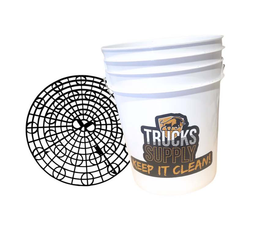 Witte truckssupply wasemmer met de tekst 'Keep it clean!'