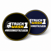 LKW-Waschanlage 1 Aufkleber (Rund)