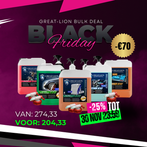 Great-Lion Black Week Bulk Voordeel – set met 5×5L reinigers, DIN51 jerrycan-kraan en transparante sprayfles (VIP DEAL)
