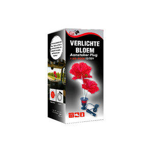 Verlichte bloem met aansteker plug 12-32v rood