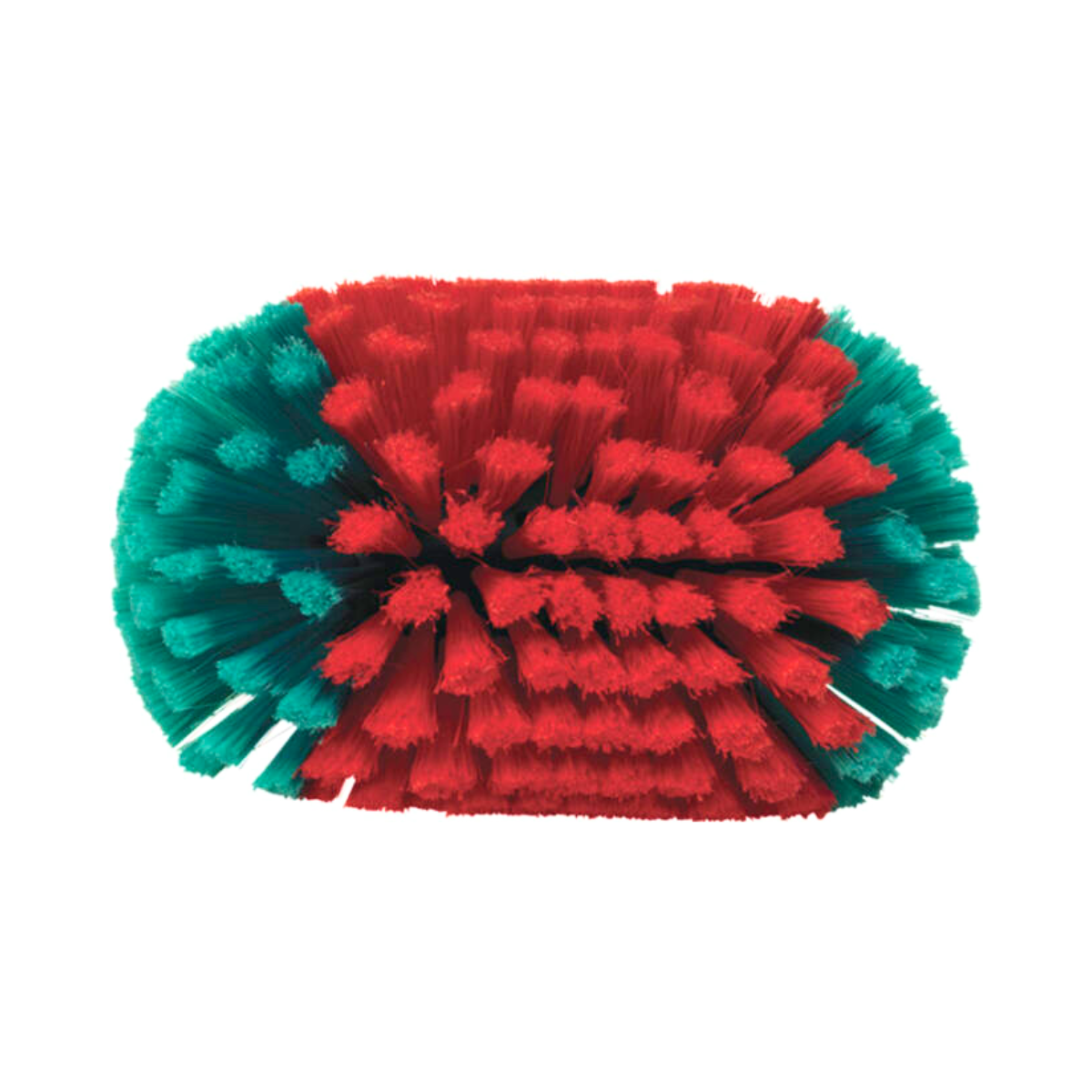 Vikan velgenborstel met zwarte kop, rood-groene zachte vezels en watertoevoer