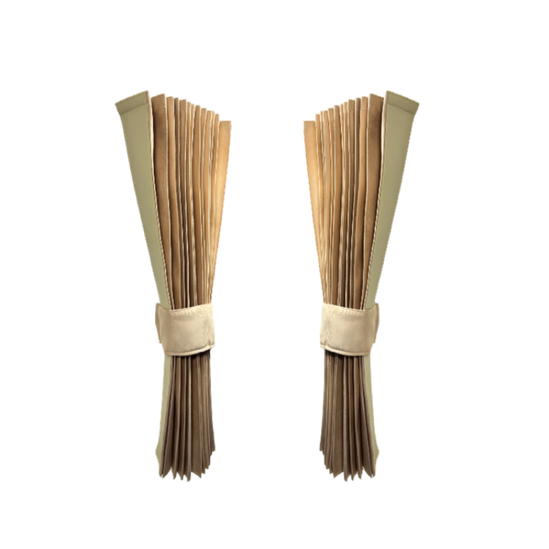 Vrachtwagen Zijgordijnenset Beige – Voorgevouwen & Dubbel Gevoerd