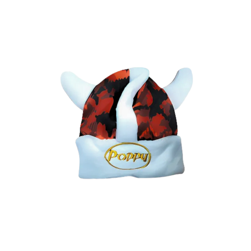 Danish Plush Viking Helmet Red – Stoere pluche helm voor Poppy Grace Mate geurpotjes.