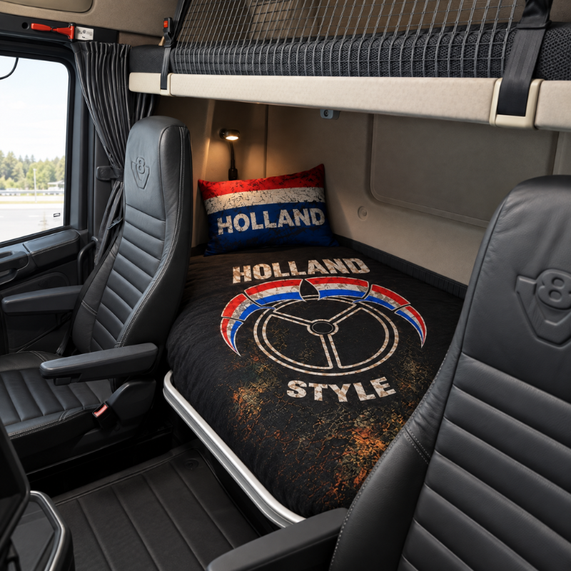 Zwart Holland Style dekbedovertrek met stuurwielprint en Holland kussensloop